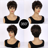 Women's Fashion Side Bangs Fluffy Pick Color Short Curly Wig Head Cover