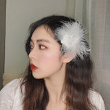 Vintage Ladies Party Feather Head Flower Bridal Top Hat Headdress