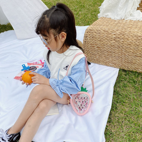 Summer Children's Pineapple Strawberry One Shoulder Jelly Bag