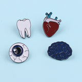 Human Organ Heart Lung Eye Capillary Pin Brooch