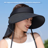 Upgraded Plus-sized Hat Brim Visor Straw Hat UV Protection Ponytail Sun Protection Hat