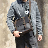 Simple First Layer Cowhide Backpack Briefcase Men And Women Leather Shoulder Messenger Bag