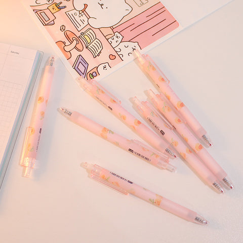 Cute Peach Press Gel Pen Korean Stationery Kawaii Gel Ink Rollerball Pens