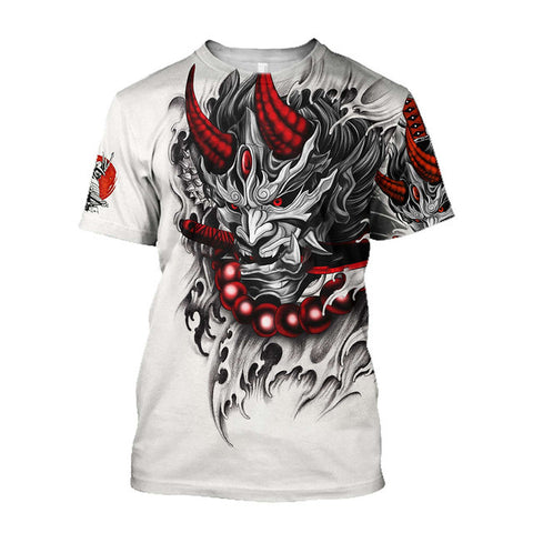 3D Men's T-shirt Samurai Printed T-shirt Loose Round Neck