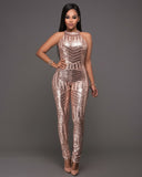 Nude Back Jumpsuit Champagne Black