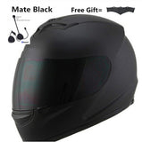 Motorcycle Full Face Helmet Sun Shield Bluetooth Matte Black