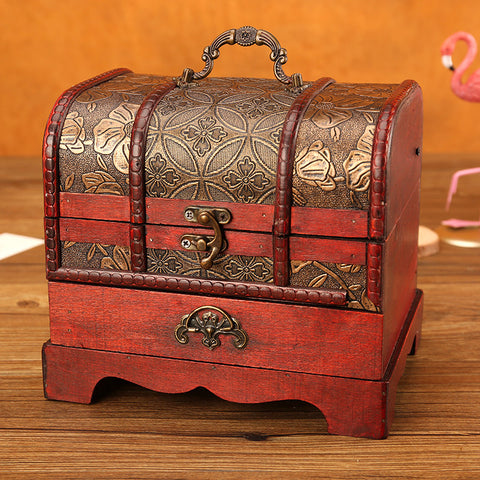 Jewelry Box Desktop Treasure Box Antique Wooden Storage Box