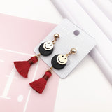 Korean bow tassel earrings asymmetric pearl flower earrings