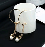 Geometric circle earrings female s925 sterling silver tassel long section pearl earrings fashion hypoallergenic earrings