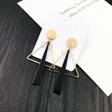 Korean bow tassel earrings asymmetric pearl flower earrings