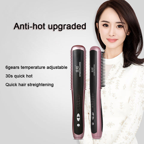 Straight hair comb curling iron