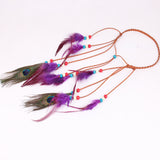 Peacock feather leather rope pendant hair ornament