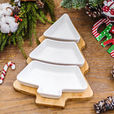 4Pcs Christmas Tree Ceramic Plates