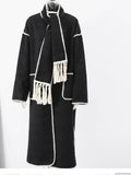 Women's Fashion Woolen Coat Tassel Lace Long