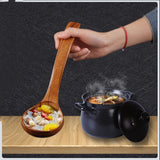 BalleenShiny Wooden Soup Spoon Curved Handle Kitchen Accessory Eco-friendly Big Scoop Porridge Food Tableware Hotel Home Supply