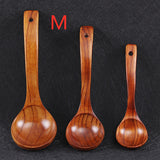 BalleenShiny Wooden Soup Spoon Curved Handle Kitchen Accessory Eco-friendly Big Scoop Porridge Food Tableware Hotel Home Supply