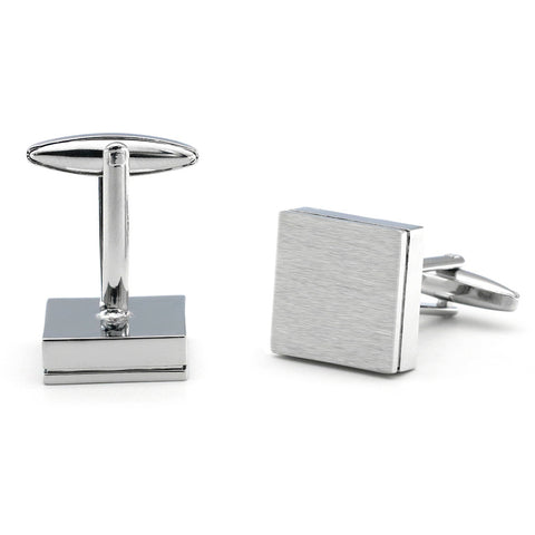 Square Silver Glossy Brushed Metal Cufflinks