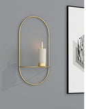 3D Metal Candle Holder Geometric Round Candlestick Wall Mounted Crafts Wedding Table Home Deco Party Festival Decoration Gifts