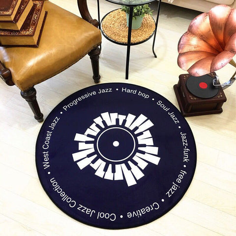 Round Retro Disc Dining Table Rug