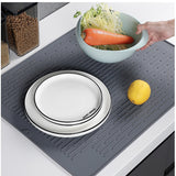 Gray Silicone Thickened Kitchen Dining Table Insulation Mat Drain Non-Slip Tableware Mat Large