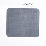 Gray Silicone Thickened Kitchen Dining Table Insulation Mat Drain Non-Slip Tableware Mat Large