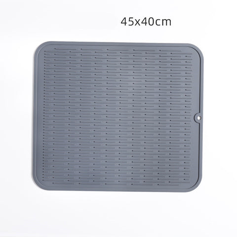 Gray Silicone Thickened Kitchen Dining Table Insulation Mat Drain Non-Slip Tableware Mat Large