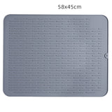 Gray Silicone Thickened Kitchen Dining Table Insulation Mat Drain Non-Slip Tableware Mat Large