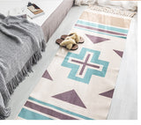 Hand Woven Cotton Linen Bohemian Rug Long Geometric Floor Accessory Living Room Home Decor