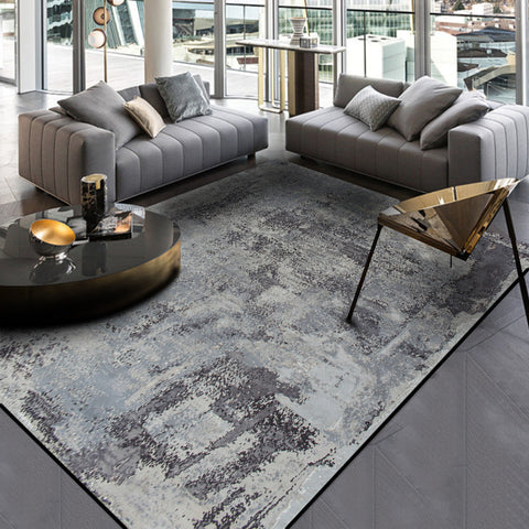 On Behalf Of The New Chinese Style Abstract Cement Gray Ink And Wash Short Crystal Velvet Bedroom Door Living Room Floor Mat Carpet