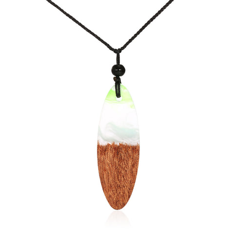 European And American Fashion Creative New Resin And Wood Female Original Pendant Time Solid Wood Necklace Sweater Chain