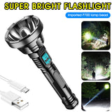 Plastic Bright Flashlight USB Charging Led Super Bright Long Shot