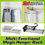 5 In1 Multi-functional Pants Rack Shelves Stainless Steel Wardrobe Magic Hanger