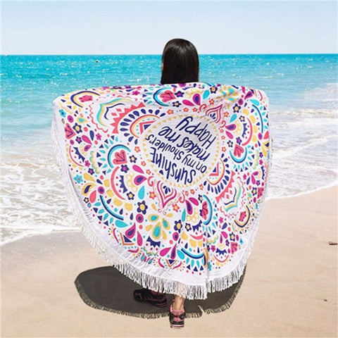 Printed Tassel Round Beach Towels And Yoga Mat