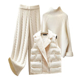 Autumn And Winter Women's Sweater Vest Pants Suit