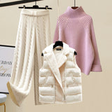 Autumn And Winter Women's Sweater Vest Pants Suit