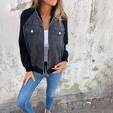 Fashion Denim Patchwork Jacket Casual Hooded Zipper Jacket Women's Clothing