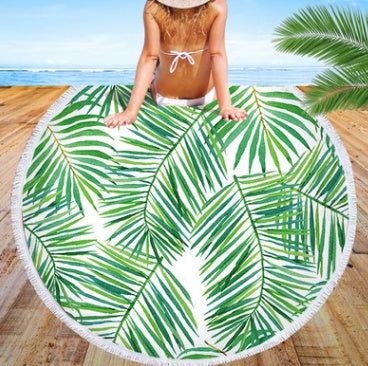 Palm Leaf Round Beach Towel Forest Palm Leaf Beach Towel Shawl Cushion Microfiber