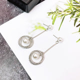 Korean bow tassel earrings asymmetric pearl flower earrings