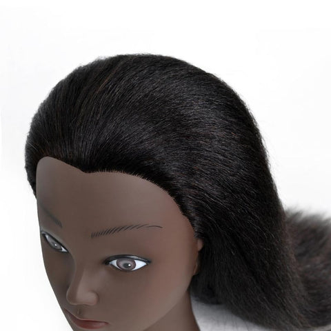 Real Hair Dark Skin Headform Black Mannequin Head