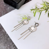 Korean bow tassel earrings asymmetric pearl flower earrings