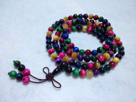 Natural Crystal Red  Yellow Blue Tigereye 108 Beads Bracelet Bracelets Jewelry Male And Female Lovers