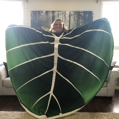 Super Soft Philodendron Gloriosum Printed Green Leaves Giant Blanket Fleece Cozy Leaf Blanket