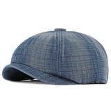 Spring And Autumn Washed Denim Octagonal Beret