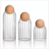 Striped Borosilicate Glass Cork Ball Storage Jar