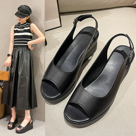 Women's Fashion Wedge Buckle Height Increasing Sandals