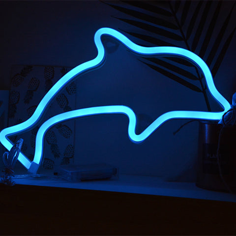 LED Neon Wall Hanging Dinosaur and Dolphin Decoration Night Light