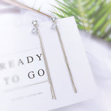 Korean bow tassel earrings asymmetric pearl flower earrings