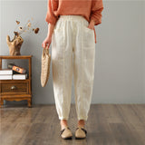 Women's Linen Leisure High Waist Loose Casual Pants