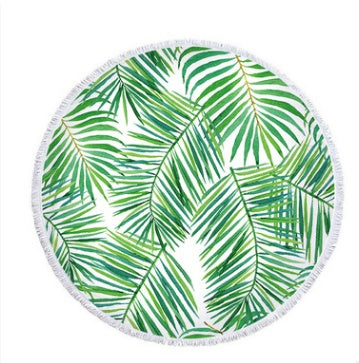 Palm Leaf Round Beach Towel Forest Palm Leaf Beach Towel Shawl Cushion Microfiber