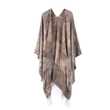 Thickened Cashmere-like Dual-use Geometric Tassel Scarf Cloak